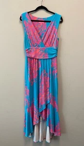 Lilly Pulitzer Pink Blue Goddess of the Sea Moana Maxi Dress—Medium - Picture 1 of 7