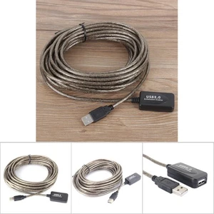 5M USB 2.0 Type A Male To Female Extension Extender Cable Cord Black NEW - Afbeelding 1 van 5
