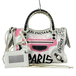 BALENCIAGA Graffiti Mini City Bag White Leather Iconic mit Spiegel/Riemen/Staubbeutel - Bild 1 von 20