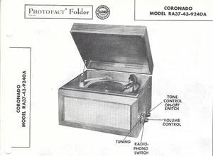 1955 Coronado RA37-43-9240A Record Player Phonograph Photofact Manual Schematic - Picture 1 of 2
