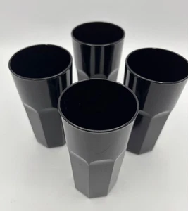 IKEA ‘Pokal’ 8oz Black Glass Tumblers x 4 VGC Made In France - Picture 1 of 4