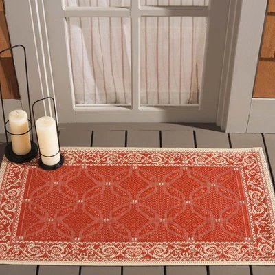 Courtyard Collection Accent Rug - 2' x 3'7", Red & Natural, Indoor/Outdoor & ... - Image 1 of 2