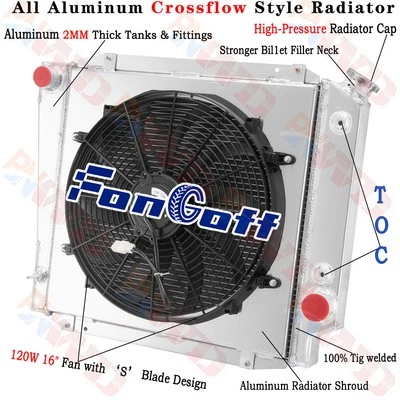 Ventilador de cubierta de radiador de 3 filas para Ford Bronco Wagon Roadster 1966-1977 1969 5,0 L V8 Foto 1 de 4