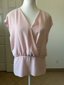 Calvin Klein Cap-Sleeve V-Neck Peplum Top Women's Medium Petal Back Zip Closure - Picture 1 of 14