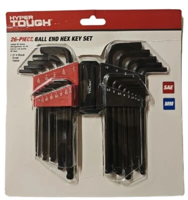 26pc Ball End Hex Key Set SAE & Metric CR-V Black Oxide Finish Allen Wrenchs - Image 1 of 2