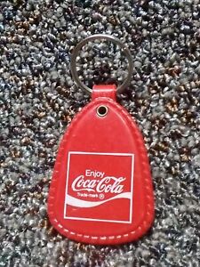 Vintage Coca Cola Advertising Red Logo Keychain Charm Enameled 1980 Coke 