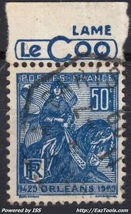 FRANCE N° 257 AVEC BANDELETTE LE COQ AVEC OBLITERATION - Picture 1 of 2