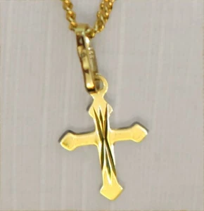 ECHT GOLD Kreuz Anhänger + Kette GOLD DOUBLE für Kinder - Bild 1 von 9