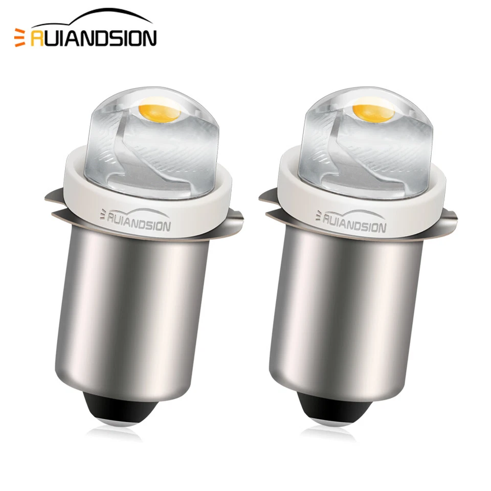 RUIANDSION 2x Yellow MAGLITE LED UPGRADE P13.5S COB 0.5W GLOBE for TORCH FLASHLIGHT 3V-18V