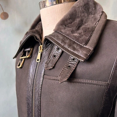 Dolce & Gabbana Y2K Era 剪羊毛飞行员羊皮皮革夹克 尺寸 48 S 中号 — 第 1/4 张图片