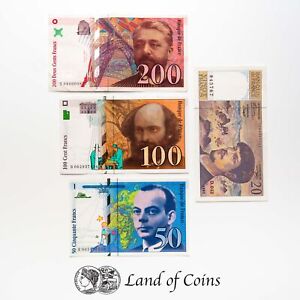 FRANCE: Set of 4 French Franc Banknotes.