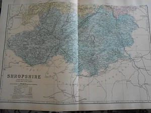 Antique Print of Map 1891 Shropshire S - Bild 1 von 1