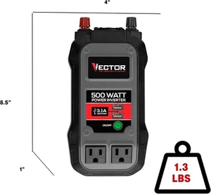 VECTOR 500 Watt Power Inverter, Dual Power Inverter, Two USB Charging - Picture 1 of 3