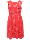 3VANS Ladies RED Light Sleeveless Floral Print Belted Dress Plus Size 16 to 28