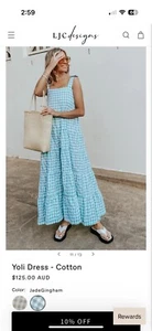 LJC Designs Yoli Mint Gingham dress size M(10) - Picture 1 of 8