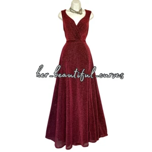 QUIZ SHIMMERING DARK RED GLITTERS MAXI EVENING OCCASION PARTY DRESS SIZE 18 - Picture 1 of 9