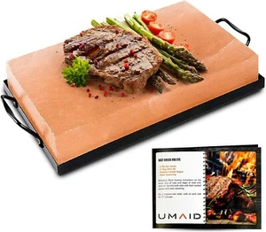 UMAID 12x8in 10lb Natural Himalayan Salt Block Serving/Cooking with Metal Stand - Picture 1 of 11