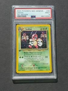Pokémon PSA 9 1A EDICIÓN LEDIAN 39/111 NEO GENESIS SET SIN HOLO - COMO NUEVO - Imagen 1 de 2