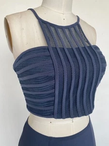 2 Piece Blue Long Dress Stretch Size 2 Blue Gray Mesh Top Fitted Skirt Sz 2 - Picture 1 of 5