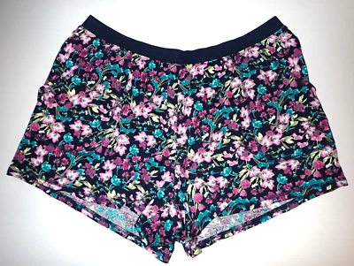 Nuevos Pantalones Cortos para Dormir Lane Bryant Cacique Talla 18/20 Azul Marino con Floral Rosa Teal Foto 1 de 4
