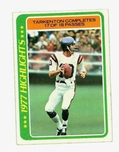 Tarjeta de fútbol americano 1978 Topps 5 Fran Tarkenton Hof Qb 1977 Highlights 17/18 NFL en muy buena condición - Imagen 1 de 2