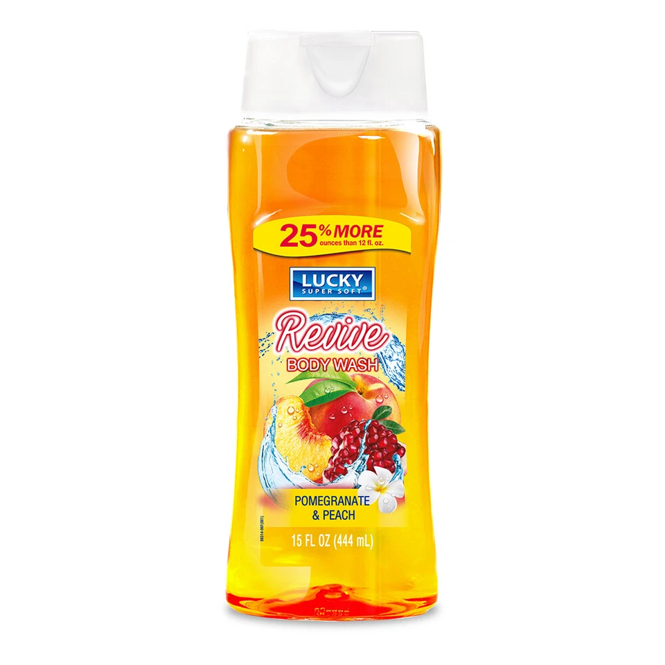Jabón corporal Lucky Super Soft Revive. Fragancia granada y melocotón. 15 fl.oz Foto 1 de 3