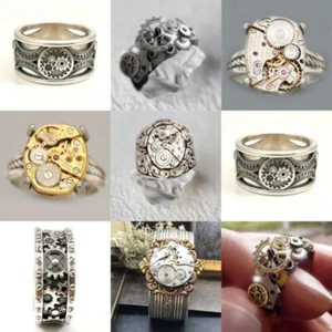 Men Women Rings Wheel Axle Design Sense Size 6-13 Alloy Retro Machinery Fashion - Picture 1 of 28
