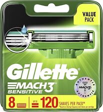 Gillette Mach3 Turbo Sensitive Men's Razor Blade Refill Cartridges Pack of 8 NEW