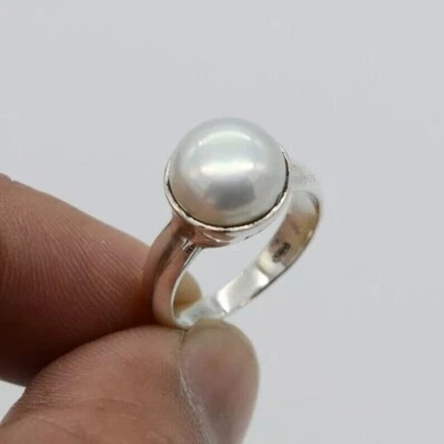 Pearl 925 Sterling Silver Statement Handmade Women Lovely Ring, All Size M1376 - Image 1 of 4