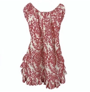 Paper Wings Kids Girls Size 6 Red Floral Ruffle Dress Organic Cotton Boutique - Picture 1 of 7
