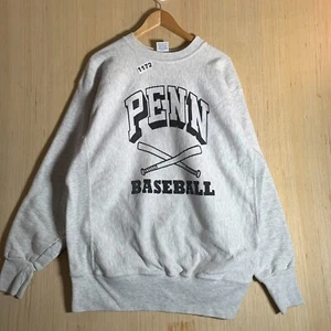 Vintage Penn Baseball Sweater Adult Size 3X Grey Long Sleeve Men's Pullover - Picture 1 of 16