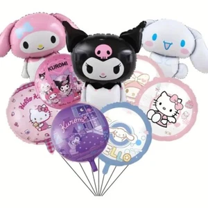 Juego de 9 globos de fiesta Hello Kitty con 3 globos de personajes grandes Kuromi Melo - Imagen 1 de 6