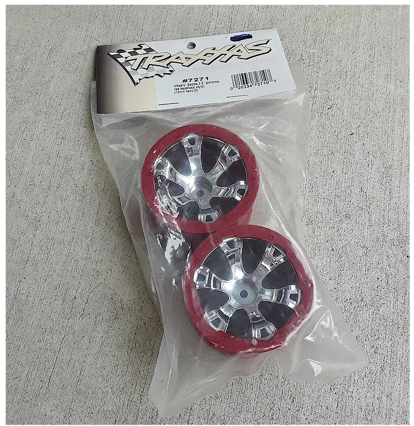 Traxxas 7271 Wheels Geode 2.2" Chrome Red Beadlock Style (2) : 1/16 Summit VXL - Image 1 of 1