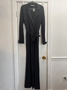 Soft Surroundings Black Jumpsuit Tuxedo Satin Trim Belt Dressy Size Large Tall - Picture 1 of 13