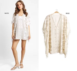 ComfyLuxe Paisley & Floral Pattern Embroidered Poncho - Picture 1 of 10