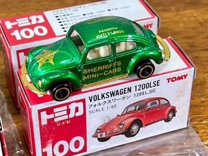 Vintage Tomica #100 Volkswagen 1200LSE Beetle Sherriffs Mini Cars -Green - Japan - Picture 1 of 2