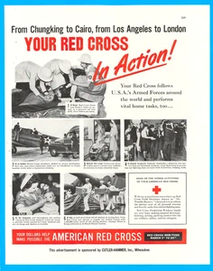 Amerikanisches Rotes Kreuz Krankenschwestern Ärzte Verwundete Soldaten Vintage Druck Anzeige 1942 - Bild 1 von 3