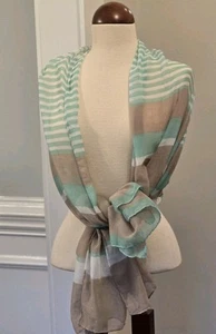 Insect Repelling Shawl Scarf Mint Beige White Premetherin Treated - Imagen 1 de 9