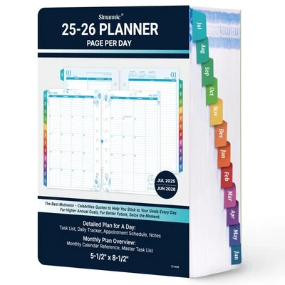 SIMANNIE Planner Refills - Planner Refills 2025-2026, July 2025 - Jun 2026, 2 Pages Pe...