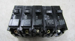 💥5) NEW SIEMENS 15 AMP PUSH ON CIRCUIT BREAKER 1 POLE 120/240 VAC Q115 LOT OF 5 - Picture 1 of 7