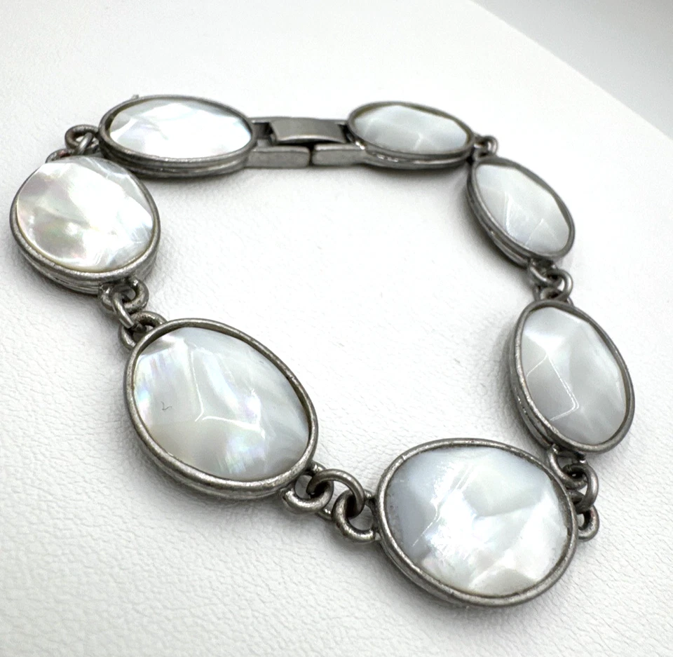 Браслет Lia Sophia перламутровый стиль радужное овальное стекло стильный шик 7 дюймов - Изображение 1 из 4