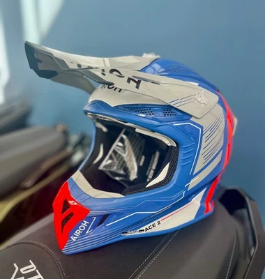 AV22E82 Casco moto cross enduro Airoh Aviator Ace 2 Engine Cerulean  Taglia L - Immagine 1 di 3