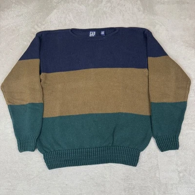 VTG 90s GAP Sweater Mens L Multicolor Preowned Pullover Jumper Colorblock Cozy - Image 1 of 4