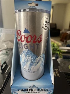 Coors Light Stainless Steel Tumbler Cooler w/ Speaker Grey NIB - Picture 1 of 2
