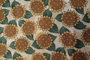 Vintage -2 yd x 44"-Autumn/Fall Themed Sunflowers -Debbie Mumm- Cotton Fabric - Picture 1 of 3