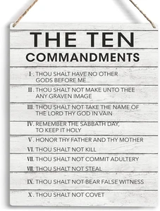 Inspirational Wall Art the Ten Commandments Wall Art Christian Bible Verse Wall - Picture 1 of 12
