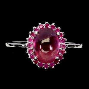 Summer 925 Silver Ring Oval Ruby 9x7mm Natural Gemstone Jewelry Size 7.5 - Picture 1 of 13