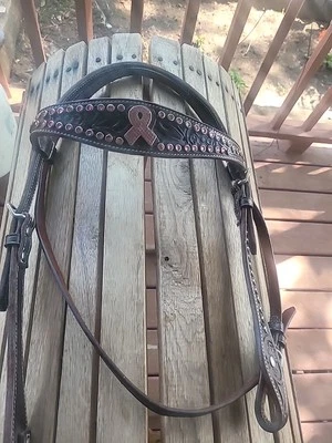 Headstall Tough Enough Wear Pink Quarter Horse Sz New Dk Brown Circle Y - Image 1 of 4