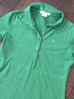 Polo de golf Lacoste para mujer talla pequeña EE. UU. 38 EUR algodón verde cocodrilo Foto 1 de 4