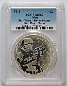 2018 Star Wars Stormtrooper First Day of Issue Coin Bullion PCGS NIUE MS69 - Picture 1 of 2